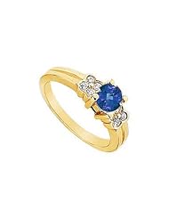 Sapphire and Diamond Ring 14K Yellow Gold - 0.75 CT TGW