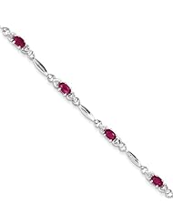 Sterling Silver African Ruby and Diamond Bracelet