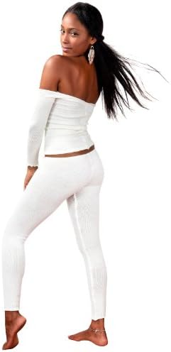 Denim Medium Sexy Off Shoulder Stretch Knit Sweater &amp; Low Rise Yoga Hipster Tights KD dance New York Made In USA