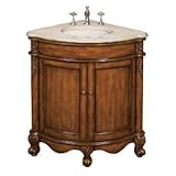 Belle Foret 80060R Corner Single Basin Bathroom Vanity, Vintage Oak
