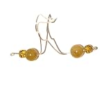 Citrine Earrings 02 Dangle Yellow Crystal Healing Merchants Stone Swarovski Beaded Silver Plated Gem 1.2
