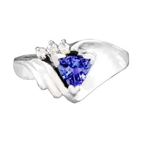 14K .55 CT Trillion Cut Tanzanite and Diamond Band by alle Fine Jewelry