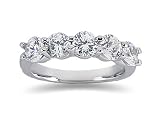 2.00 Prong Set 5 Stone Diamond Wedding Band in 18K White Gold