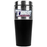 MLB Texas Rangers 16-Ounce Stainless Steel Travel Tumbler with Black Sleeve