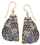 Clearly Charming Feline Flutterbyes Gold Drop Earrings by Laurel Burch ( cat jewelry, kitten, kitty, feline, animal)