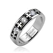 316L Stainless Steel Celtic Cross with Triple Gem Ring