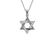 14K White Gold Star of David Pendant, Enhanced with Pave Set Diamonds, Sliding on a 16 Cable-Chain Necklace.