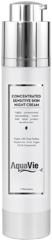 Concentrated Sensitive Skin Night Cream - Moisturizes, Nourishes and Rejuvenates Skin - Age-defying Cream - Must-have if your skin is exposed to Contains Well Balanced Omega Formula, Wheat Germ Oil, Shea Butter, Aragan Oil and Hyaluronic Acid - 100% MONEY BACK GUARANTEE