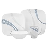 Corelle Square Round 16-Piece Dinnerware Set Ocean Arc