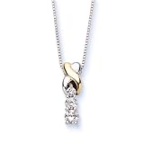 3 Diamond Pendant 1/2 ct. in 14K Two Tone Gold with Chain