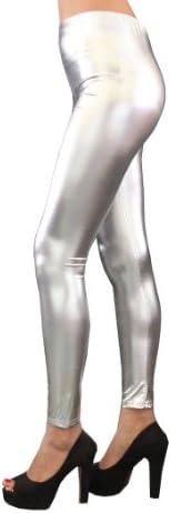 FASH Shiny and Skinny, Footless Liquid Leggings for Women - Silver