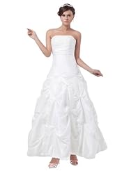 Strapless  Ankle Length Lace-Up Beaded  Ruched Taffeta  Ball Gown  Dress With Pearls
