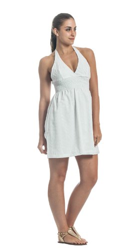 White Eyelet Halter Dress
