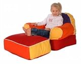 Comfort Research Frameless TINK ARM CHAIR OTTOMAN Twill Navy Fuf Foam Filled Poof Foof 20W x 25D x 22 High Foot Stool