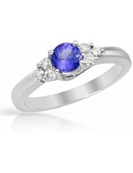 14K White Gold Tanzanite and Diamond Ring -- LIFETIME WARRANTY