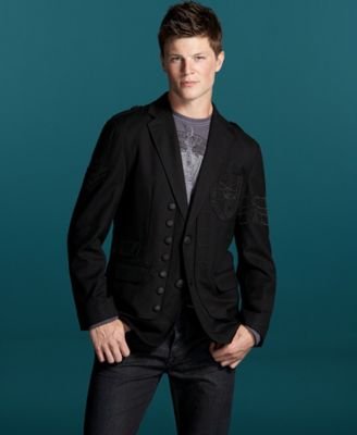 INC International Concepts? Black Op Loaded Blazer with Embroidery