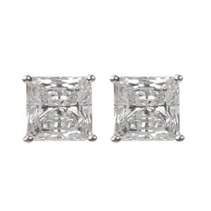 Crislu Princess-Cut Stud Earrings (3.00cttw)