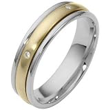 4mm Two-Tone 14 Karat Gold Diamond SPINNING Comfort Fit Wedding Band Ring
