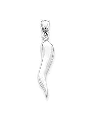 14k White Gold Italian Horn Pendant. Metal Wt- 2.95g