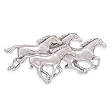 Sterling Silver Pin, 2 inch wide, 1.125 inch tall, 4 Horses Galloping Pin