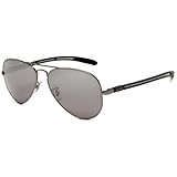 Ray-Ban ORB8307 Polarized Aviator Sunglasses,Gunmetal Frame/Crystal Polar Grey/Mirror Silver Green Lens,58 mm