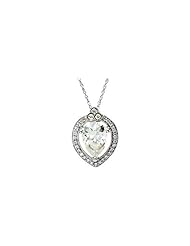14K White Gold - Created Moissanite And Diamond Necklace