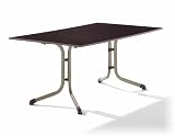 Sieger 1180-60 Boulevard-Tisch mit Puroplan-Platte 165 x 95 cm, Stahlrohrgestell champagner, Tischplatte Schieferdekor, mocca