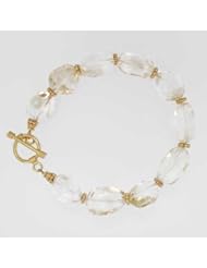 Chunky Faceted Citrine Gemstone Bead Toggle Bracelet with Gold Vermeil Accents, #7531