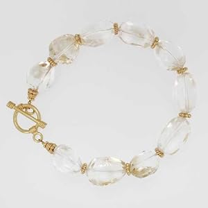 Chunky Faceted Citrine Gemstone Bead Toggle Bracelet with Gold Vermeil Accents, #7531