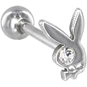 Playboy Bunny SILVER Logo CHARM Barbell Tongue Ring