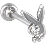 Playboy Bunny SILVER Logo CHARM Barbell Tongue Ring