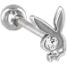 Playboy Bunny SILVER Logo CHARM Barbell Tongue Ring