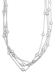 Layered Bezel Silvertone Necklace