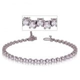 New 14K White Gold Modern Tennis Bracelet w Diamonds