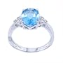 14k White Gold, Blue Topaz & Diamond Ring