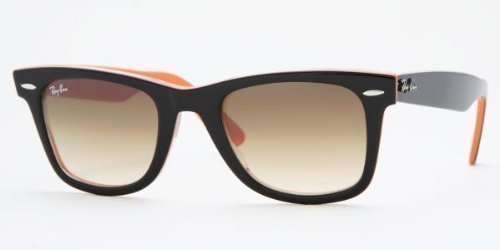 RAY BAN 2140 - RB2140 100251 TOP BLACK ON ORANGE PLASTIC CRYSTAL BROWN GRADIENT LENS ORIGINAL WAYFARER SUNGLASSES SHADES product image