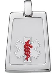 Sterling Silver White & Red Enamel Medical Pendantwith chain