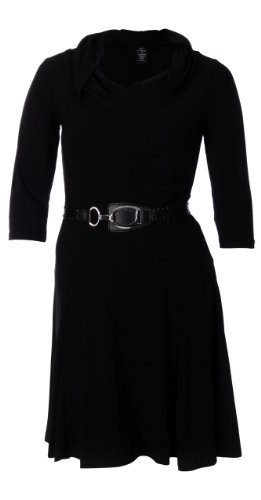 Lennie For Nina Leonard Women's Large Cowl Knit Dress (Medium, Black)