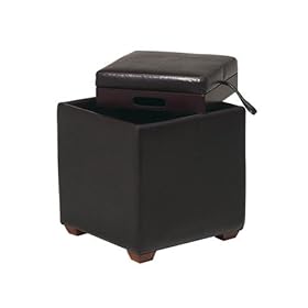 OSP Designs MET817 Dark Brown Faux Leather Flip Top Storage Metro Ottoman
