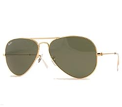Ray Ban Sunglasses RB3025 Aviator Large Metal W3234 Arista Gold/Crystal Green, 55mm