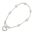 6" Liquid Silver/Cultured Freshwater Pearl/Open Heart Children's Bracelet
