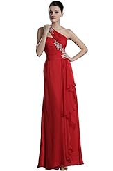 Floor Length One Shoulder Chiffon Evening Dress/Mother-of-the-Bride Dress 