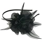 31pTXCF WML. SL160  Smoothies Laser Cut Chiffon Flower Feathers Thin Headband Black 01604