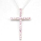 The Olivia Collection Presents a Pink Cross Pendant set in Sterling Silver on an 18 Chain