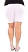 White Woman Plus Size Cotton Spandex Mid Thigh Shorts, 3XL