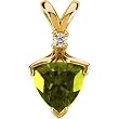14K Yellow Gold Peridot and Diamond Pendant