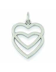 14K White Gold Double Heart Charm