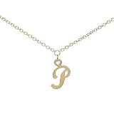 18kt Gold over Sterling Silver Initial P Anklet 9.5in