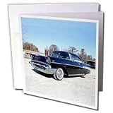 Cars - Black Chevy 57 - Greeting Cards-6 Greeting Cards with envelopes