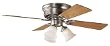  : Hunter 23868 Low Profile lll Plus Three-Light 42-Inch Four-Blade Ceiling Fan, Antique Pewter with Frosted Globes